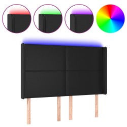 LED Kopfteil Schwarz 147x16x118/128 cm Kunstleder