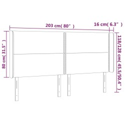 LED Kopfteil Dunkelgrau 203x16x118/128 cm Samt