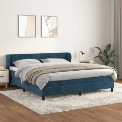 Boxspringbett mit Matratze Dunkelblau 180x200 cm Samt