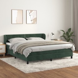 Boxspringbett mit Matratze Dunkelgrün 160x200 cm Samt