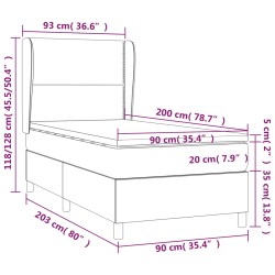 Boxspringbett mit Matratze Dunkelgrau 90x200 cm Stoff