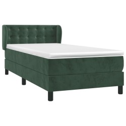 Boxspringbett mit Matratze Dunkelgrün 90x190 cm Samt