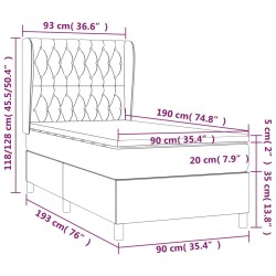 Boxspringbett mit Matratze Hellgrau 90x190 cm Stoff