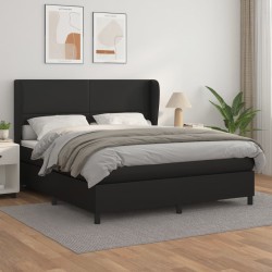 Boxspringbett mit Matratze Schwarz 180x200 cm Kunstleder