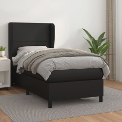 Boxspringbett mit Matratze Schwarz 100x200 cm Kunstleder