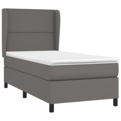 Boxspringbett mit Matratze Grau 100x200 cm Kunstleder