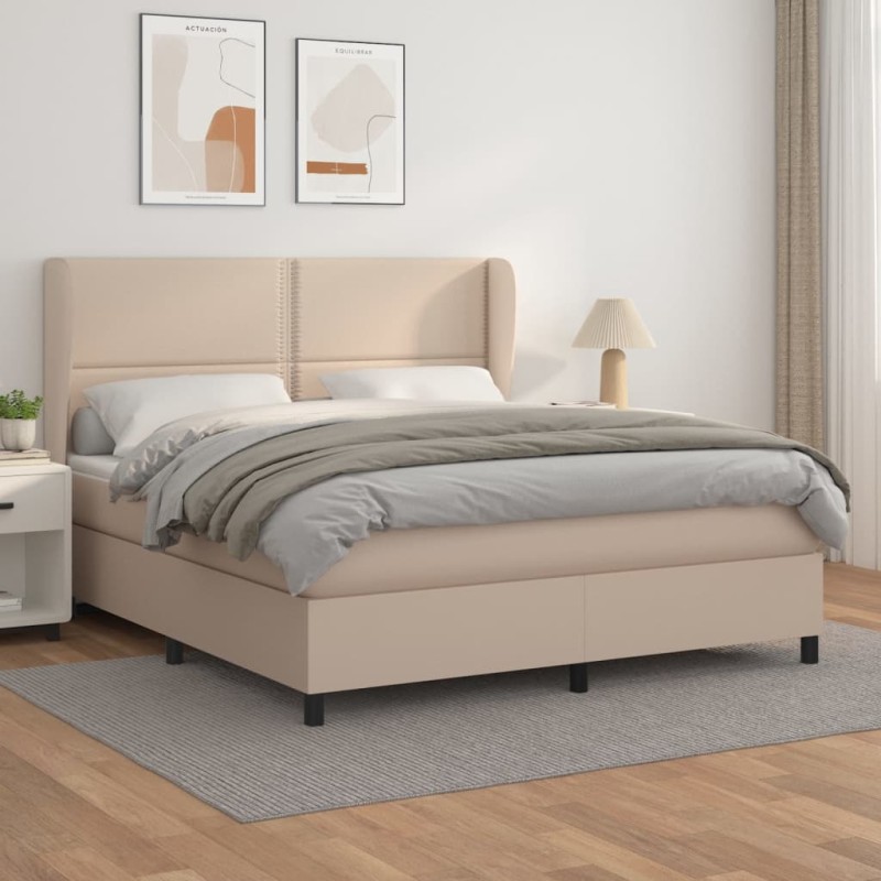 Boxspringbett Matratze Cappuccino-Braun 160x200 cm Kunstleder