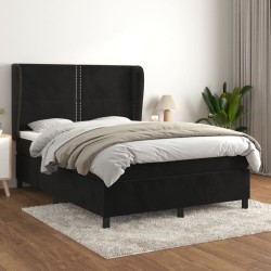 Boxspringbett mit Matratze Schwarz 140x190 cm Samt