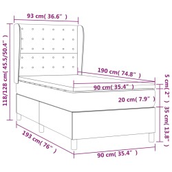 Boxspringbett mit Matratze Dunkelgrau 90x190 cm Samt