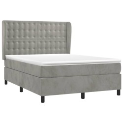 Boxspringbett mit Matratze Hellgrau 140x190 cm Samt