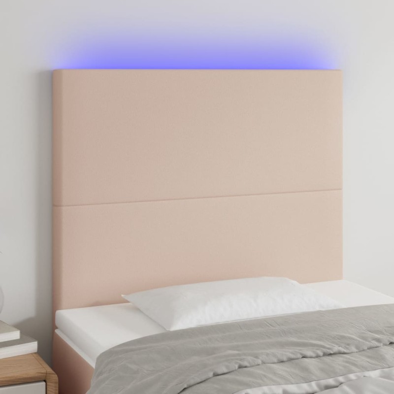 LED Kopfteil Cappuccino-Braun 80x5x118/128 cm Kunstleder