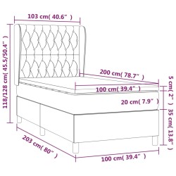 Boxspringbett mit Matratze Dunkelgrau 100x200 cm Samt