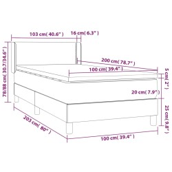 Boxspringbett mit Matratze Dunkelgrau 100x200 cm Samt