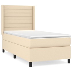 Boxspringbett mit Matratze Creme 100x200 cm Stoff