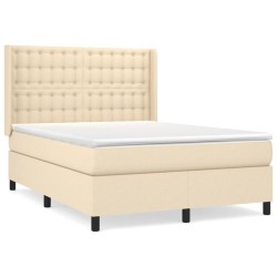 Boxspringbett mit Matratze Creme 140x190 cm Stoff