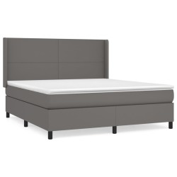 Boxspringbett mit Matratze Grau 160x200 cm Kunstleder