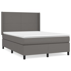 Boxspringbett mit Matratze Grau 140x200 cm Kunstleder