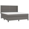 Boxspringbett mit Matratze Grau 180x200 cm Kunstleder