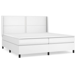 Boxspringbett mit Matratze Weiß 200x200 cm Kunstleder