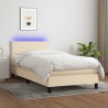 Boxspringbett mit Matratze & LED Creme 100x200 cm Stoff