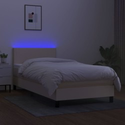 Boxspringbett mit Matratze & LED Creme 100x200 cm Stoff