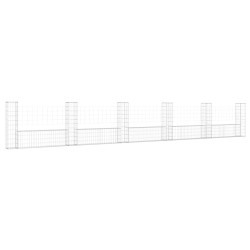 Gabionenkorb U-Form mit 6 Säulen Eisen 620x20x100 cm