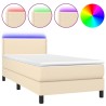 Boxspringbett mit Matratze & LED Creme 100x200 cm Stoff