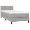 Boxspringbett mit Matratze & LED Hellgrau 100x200 cm Stoff