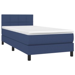 Boxspringbett mit Matratze & LED Blau 90x190 cm Stoff