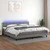 Boxspringbett mit Matratze & LED Dunkelgrau 200x200 cm Stoff