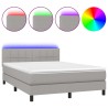 Boxspringbett mit Matratze & LED Hellgrau 140x190 cm Stoff