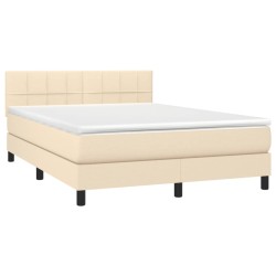 Boxspringbett mit Matratze & LED Creme 140x190 cm Stoff