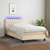 Boxspringbett mit Matratze & LED Creme 90x190 cm Stoff