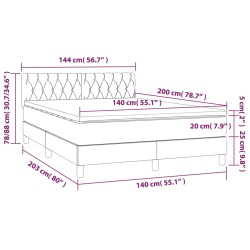 Boxspringbett mit Matratze & LED Hellgrau 140x200 cm Stoff