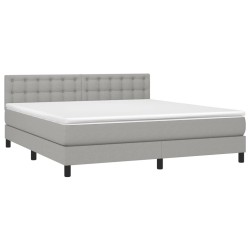 Boxspringbett mit Matratze & LED Hellgrau 180x200 cm Stoff