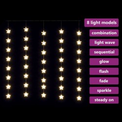 LED Sternenvorhang Lichterkette 200 LED Warmweiß 8 Funktionen