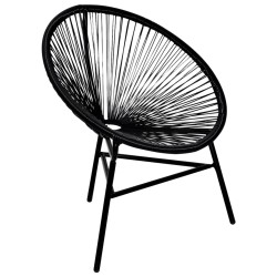 Garten-Mondstuhl Poly Rattan Schwarz