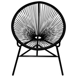 Garten-Mondstuhl Poly Rattan Schwarz