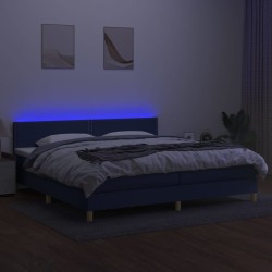 Boxspringbett mit Matratze & LED Blau 200x200 cm Stoff