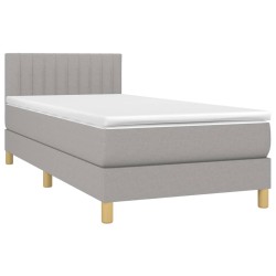 Boxspringbett mit Matratze & LED Hellgrau 90x200 cm Stoff