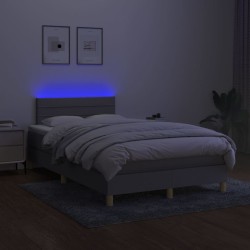 Boxspringbett mit Matratze & LED Hellgrau 120x200 cm Stoff