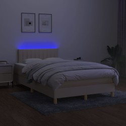 Boxspringbett mit Matratze & LED Creme 120x200 cm Stoff