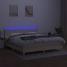 Boxspringbett mit Matratze & LED Creme 180x200 cm Stoff