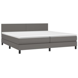 Boxspringbett mit Matratze & LED Grau 200x200 cm Kunstleder