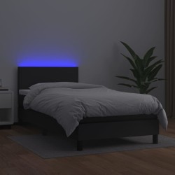 Boxspringbett mit Matratze & LED Schwarz 80x200 cm Kunstleder