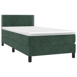 Boxspringbett mit Matratze & LED Dunkelgrün 90x200 cm Samt