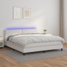 Boxspringbett mit Matratze & LED Weiß 180x200 cm Kunstleder