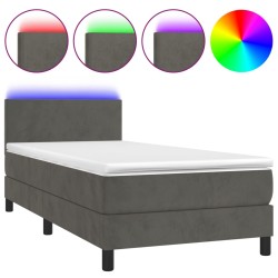 Boxspringbett mit Matratze & LED Dunkelgrau 90x190 cm Samt