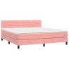 Boxspringbett mit Matratze & LED Rosa 160x200 cm Samt