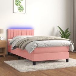 Boxspringbett mit Matratze & LED Rosa 100x200 cm Samt